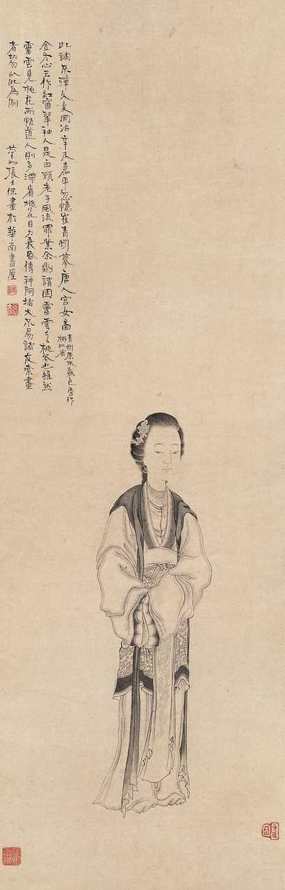 张士保 仕女 立轴